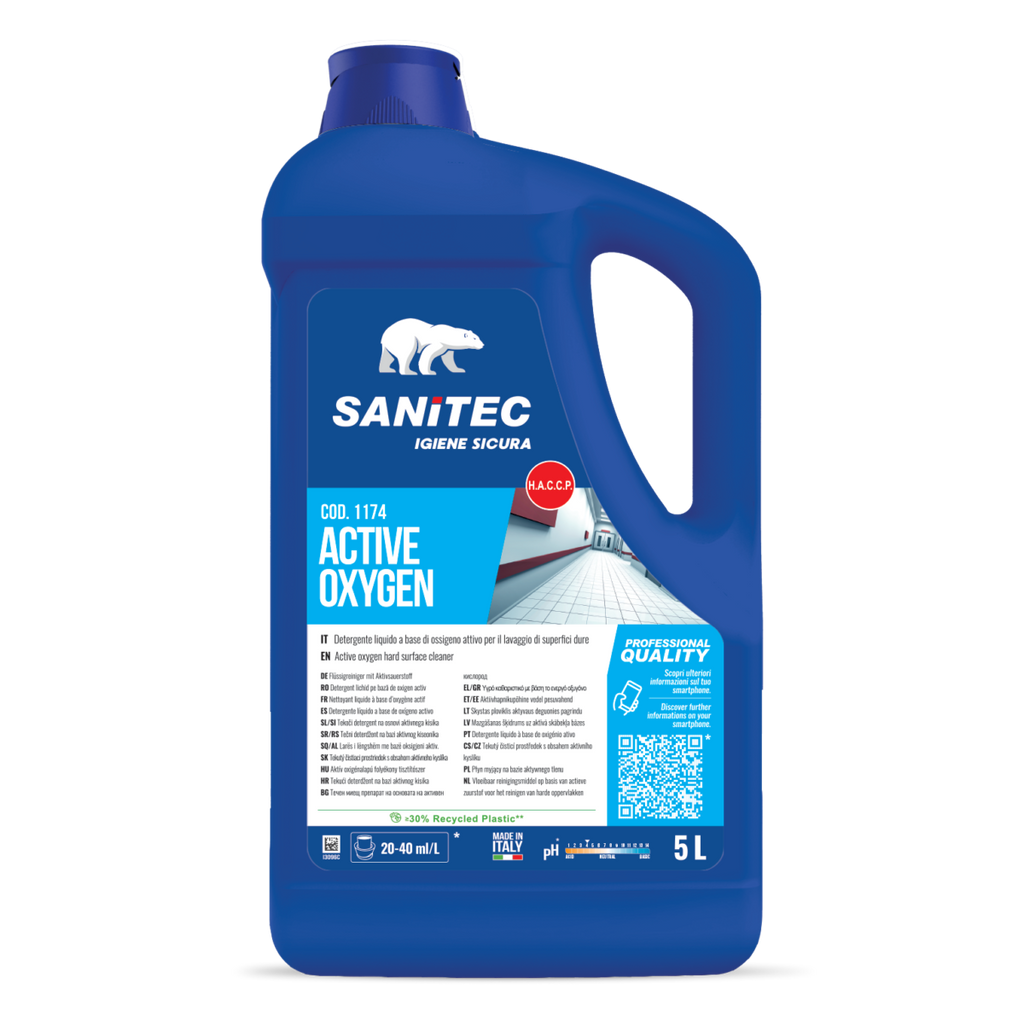 Detergent Lichid Sanitec Active Oxygen 5L Cod 1174 Pentru Spalarea Suprafetelor Dure