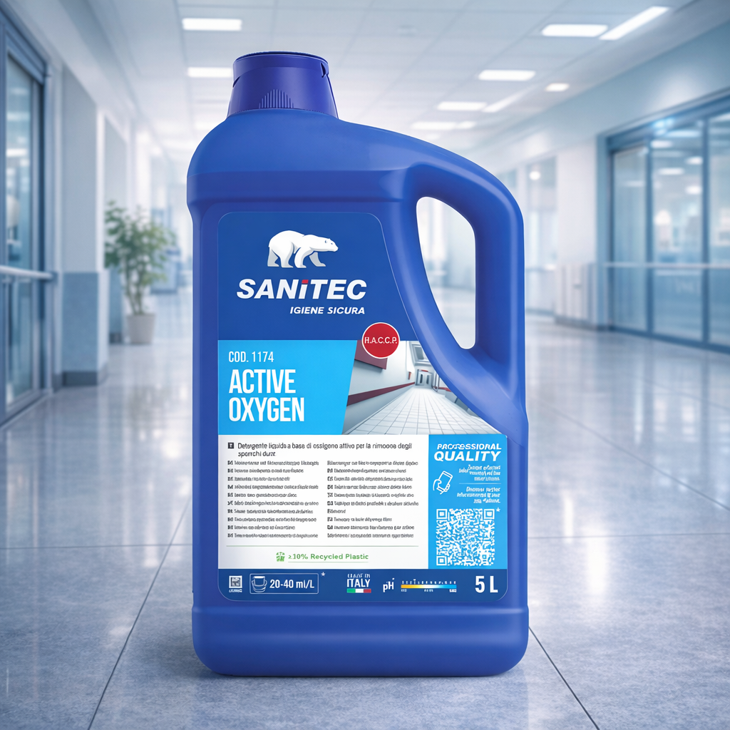 Detergent Lichid Sanitec Active Oxygen 5L Cod 1174 Pentru Spalarea Suprafetelor Dure